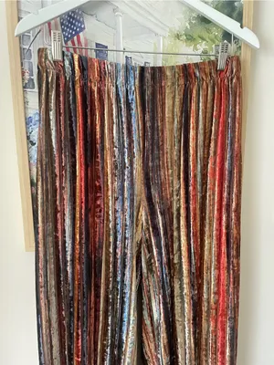 The Pyramid Collection Striped Burnout Velvet Wide Leg Pants Boho Hippie Large thumbnail 3