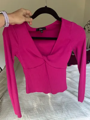 Lulus Ribbed Long Sleeve Pink Top thumbnail 1