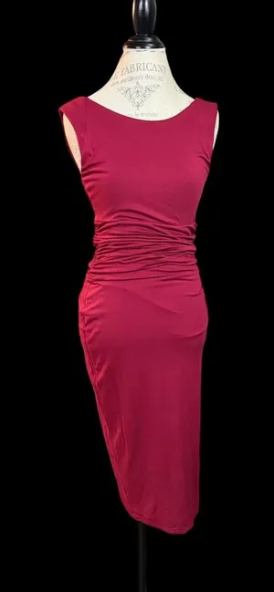 VENUS Sleeveless Ruched Midi Dress - Berry thumbnail 1