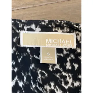 Michael Kors Black Animal Print Long Sleeve Bodycon Dress Ruched Waist Size S thumbnail 3