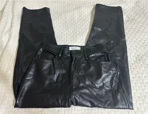 Abercrombie Ankle Straight Ultra High-Rise Leather Pants thumbnail 1