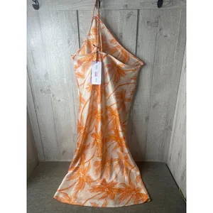 Future Collective Womens Small Slip Dress Orange White Palm Trees Beach Cruise thumbnail 2