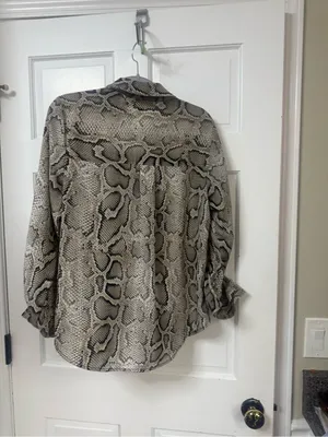 MICHAEL Michael Kors Beige Black Snake Print Jacket with Gold Hardware thumbnail 6