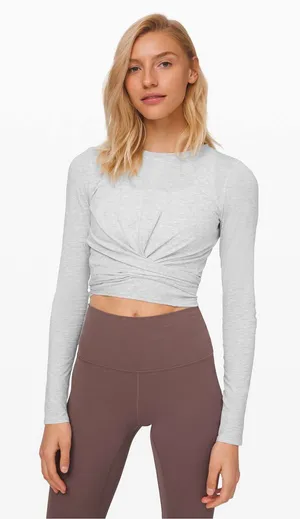 Lululemon Time To Restore Long Sleeve in Heathered Core Ultra Light Grey thumbnail 1