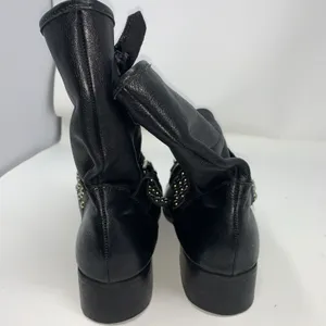 Carmim Women's Biker Moto Boots Black Leather Studded Buckle Strap Ankle Boots thumbnail 13