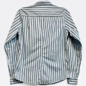 Frank & Eileen Barry Striped Button‎ Down Shirt Blue Green White Cotton Italy S thumbnail 2