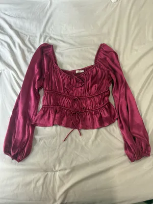 Lush Long Sleeve Blouse Magenta thumbnail 2