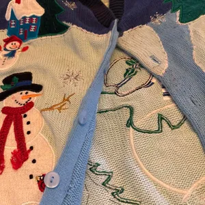 The Quacker Factory Ugly Christmas Sweater Snowmen Cardigan Women's Size Large thumbnail 8