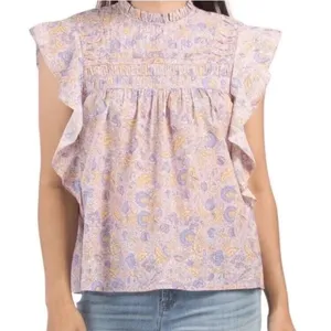 Love the Label Josepha Smocked Floral Blouse in Lavender thumbnail 2
