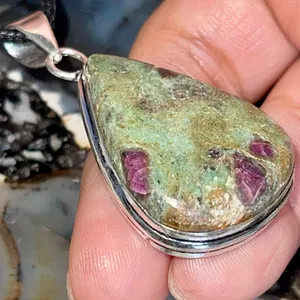 Ruby Fuchsite Crystal Pendant 2” Green thumbnail 1