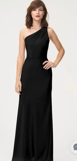 Jenny Yoo Black One Shoulder Lena Dress thumbnail 1