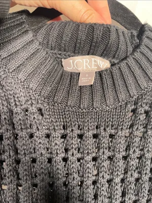 J. Crew Womens Black Pointelle Open Knit Sweater Small Bz498 thumbnail 3