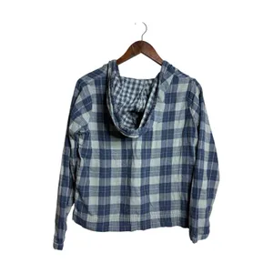 CP Shades x Free People Abbie Plaid Hooded Pullover TOp size M Blue Sage thumbnail 2