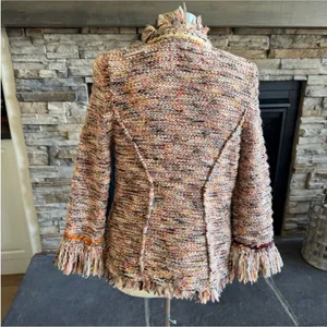 Anthropologie Textured Fringe Blazer in Multicolor thumbnail 4