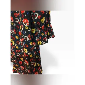 Sézane Carmen Black Floral Poppy Mini Flowy Dress Size 36 / 4 / Small thumbnail 5