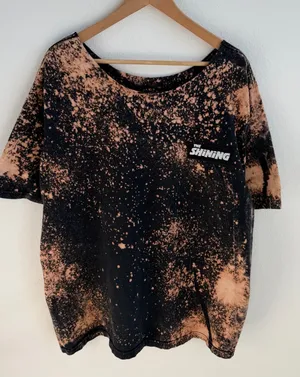 Custom Bleached The Shining Graphic T-Shirt Horror Movie Off Shoulder Tee thumbnail 1
