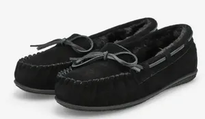 Softmoc Classic Black Faux-Fur Lined Moccasin Flats Size 9 thumbnail 1