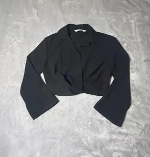 ZARA Black Cropped Tie-Front Jacket XS Long Sleeve Short Womens Casual Solid thumbnail 3