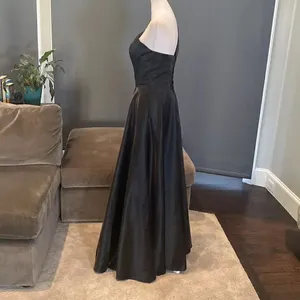 Women’s Black One Shoulder Satin Full Length Prom Party Dress Corset Back Size 2 thumbnail 7