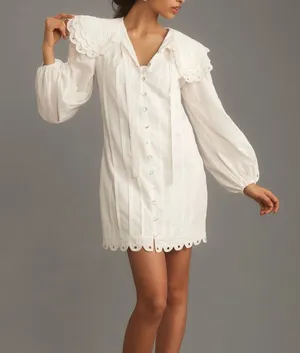 Farm Rio Long-Sleeve Embellished Collared Mini Dress thumbnail 1