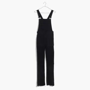 MADEWELL Skinny Overalls in Lunar Wash Black Denim Raw Hem Size L thumbnail 16
