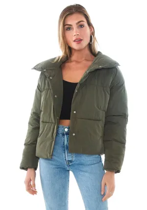 Free People NWT Weekender Olive Green Quilted Puffer Jacket. Size Large thumbnail 9