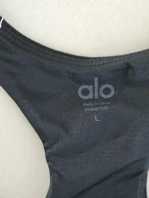 ALO Yoga Black Stretch Logo Sports Bra Size L thumbnail 4