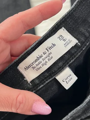 Abercrombie & Fitch Women’s Jeans Size 29 8R Black High Rise Straight Leg Denim thumbnail 3