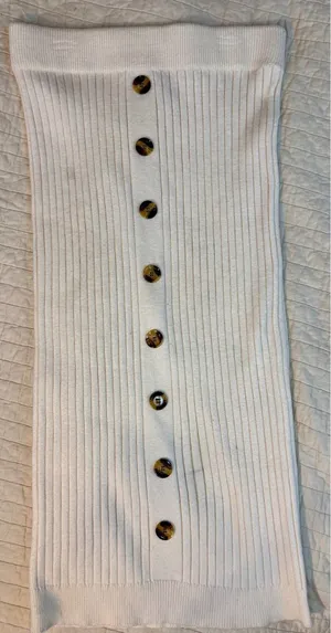 Forever 21 Ribbed Knit Button Front Tube Top Cream Off White Large thumbnail 1