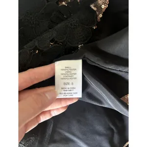 Altar'd State Lia Sequin Flower Black Gold Mini Dress Size S thumbnail 6