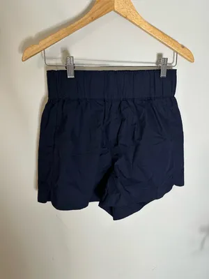 NWT Quince 100% organic cotton poplin pull on shorts xs navy thumbnail 2