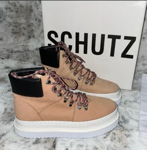 Schutz 🆕 BNIB | Marlua Leather Platform Lace Up Boot | Honey Beige & Black thumbnail 1