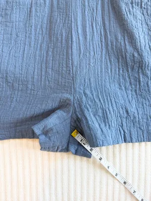 Zara Tie Front Cotton Gauze Coastal Blue Textured Romper thumbnail 11