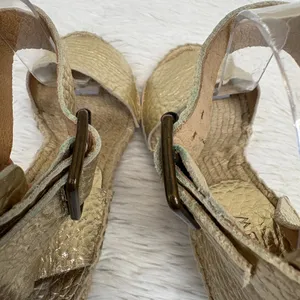 J. Crew Corsica Metallic Gold Espadrille Wedge Sandals Size 7 thumbnail 9