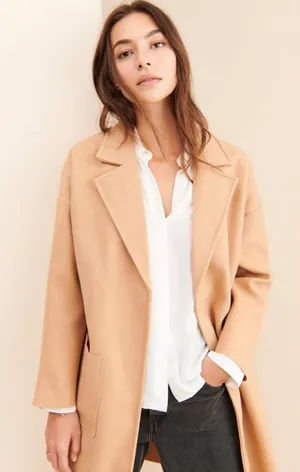 NWT Sadie And Sage All Along Coat Camel Size Large Oversized Normcore Academia thumbnail 1