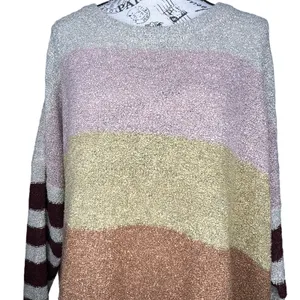 Active USA (M) Multicolor Colorblock Striped Textured Oversized Sweater thumbnail 4