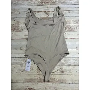 Abercrombie Fitch Soft A&F Collection Ruched Body Suit Medium Beige Neutral NWT thumbnail 2