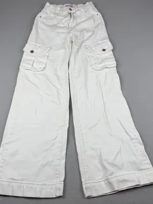 DL1961 Hepburn Cargo Jeans 24 Eggshell White High Rise Wide Leg 33" thumbnail 1