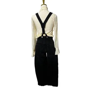 Free People We The Free Berkeley Suspender Jeans Noir 27 Black Overalls Rare thumbnail 3