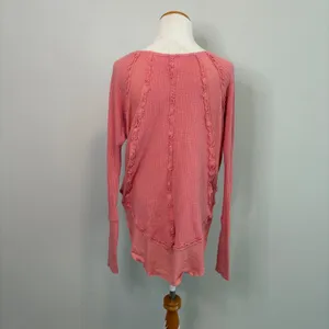 Free People -‎ We The Free Catalina Waffle Thermal Coral Pink Flowy Small thumbnail 3