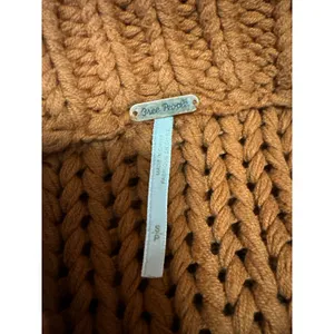 Free People My Only Sunshine Orange Open Knit Crochet Long Sleeve Sweater Top S thumbnail 4
