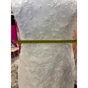Strapless Lace Applique Tulle Wedding Gown Extra Length Ivory White thumbnail 11