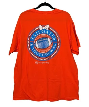 Itsa Girl Thing Orange Football Tailgates Touchdowns‎ Graphic T Shirt XL thumbnail 1