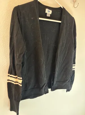 Old Navy Womens Black Varsity Stripe Button‎ Front Cardigan Sweater Size M thumbnail 1