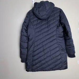Spyder Puffer Jacket Women's Winter Long Hooded Full Zip Quilted Large Black thumbnail 2