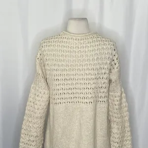 FREE PEOPLE Crashing Waves Scoop Neck Sweater Solid Cream Pullover Knit Small thumbnail 9