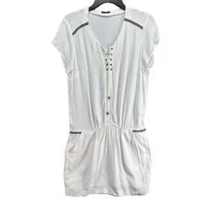REVOLVE IKKS Dress US 6 EU 38 White Viscose Lace Up Pockets Sporty Casual Chic‎ thumbnail 2