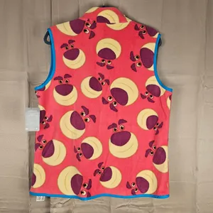 NWT Disney Parks Womens Toy Story Lotso Huggin Bear Full Zip Fleece‎ Vest Large thumbnail 2