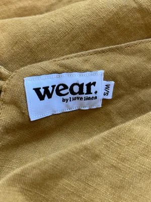 Wear By I Love Jumpsuit Linen V-Neck Sleeveless Mustard Yellow Crop Linen Size M thumbnail 4