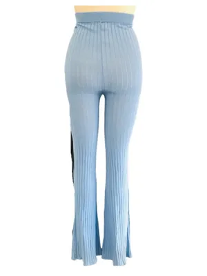 Light Blue party casual Ribbed 2 Piece Set Wide-Leg Pants & Duster NWT Small thumbnail 2
